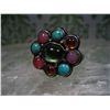 Image 2 : STERLING SILVER CABOCHON MULTI STONE RING SIZE 9