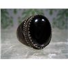 Image 1 : BLACK ONYX SOUTHWESTERN STERLING SILVER RING 9 T.W. 8.6 GRAMS