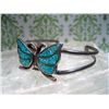 Image 2 : STERLING SILVER CUFF BRACELET WITH CRUSHED TURQUOISE BUTTERFLY T.W. 15.00 GRAMS