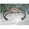 Image 3 : STERLING SILVER CUFF BRACELET WITH CRUSHED TURQUOISE BUTTERFLY T.W. 15.00 GRAMS