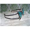 Image 4 : STERLING SILVER CUFF BRACELET WITH CRUSHED TURQUOISE BUTTERFLY T.W. 15.00 GRAMS