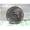 Image 2 : 1942 D NAZI GERMANY WW2 COIN 5 REICHSPFENNIG 3rd REICH SWASTIKA