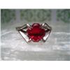 Image 1 : STERLING SILVER RING WITH RED STONE T.W. 1.8 SIZE 7