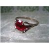 Image 3 : STERLING SILVER RING WITH RED STONE T.W. 1.8 SIZE 7