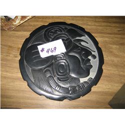 Indian Black Carved Stone Central American Maya Kinich Ahay “SUN GOD” Art