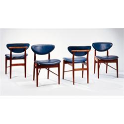 FINN JUHL A Rare Set of Six Dining Chairs, ca. 1946 produced by cabinetmaker Niels Vodder compris...