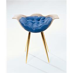 FRANCO CAMPO and CARLO GRAFFI Stool designed ca. 1949 fabric-covered metal fra...