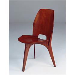 EUGENIO GERLI Three-legged side Chair, 1959 manufactured by Tecno teak, metal 34 1/4 in. (87 cm) ...