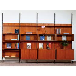 ICO & LUISA PARISI "Urio" Shelving System, ca. 1958 manufactured by MIM rosewood, teak, black-pai...