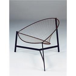 LUCIANO GRASSI, SERGIO CONTI & MARISA FORLANI Three-legged easy chair, ca.1960 painted metal, nyl...