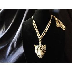 Long Chain Leopard Bling Necklace