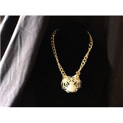 Lion Head Heavy Crystal Bling Necklace
