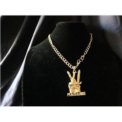 Peace Love Gold Tone Necklace