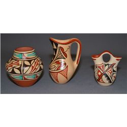 THREE JEMEZ POTTERY ITEMS