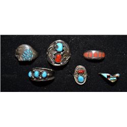SIX NAVAJO SILVER RINGS