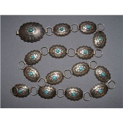 NAVAJO SILVER CONCHO BELT