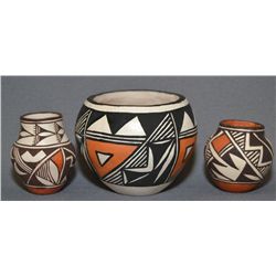 THREE ACOMA POTTERY BOWLS