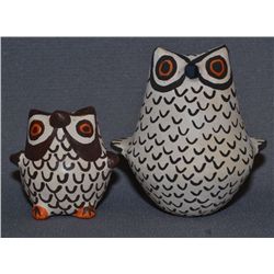 TWO ACOMA POTTERY OWLS