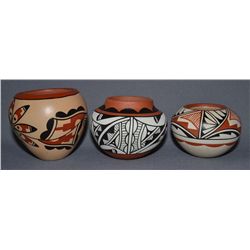 THREE JEMEZ POTTERY BOWLS