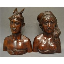 TWO BALINESE WOOD SCULPTURES