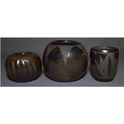 THREE SANTA CLARA POTTERY BOWLS