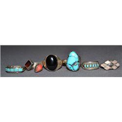 SIX NAVAJO SILVER RINGS