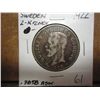 Image 1 : 1922 SWEDEN SILVER 2 KRONER .3858 OZ. ASW