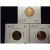 Image 1 : 1909 (EF) CLEANED, 1910 FN & 1913 FN LINCOLN CENTS