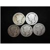 Image 1 : 5 ASSORTED TEENS MERCURY DIMES