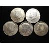 Image 1 : 5 ASSORTED 40% SILVER KENNEDY HALF DOLLARS