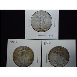 1936, 1941-D & 1943 WALKING LIBERTY HALF DOLLARS