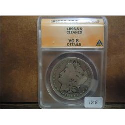1896-S MORGAN SILVER DOLLAR ANACS VG8 DETAILS