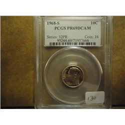 1968-S ROOSEVELT DIME PCGS PR69 DCAM