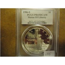 1986-S STATUE OF LIBERTY SILVER DOLLAR PCGS PR65