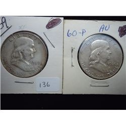 1959 & 1960 FRANKLIN HALF DOLLARS