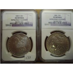 1880-S MORGAN SILVER DOLLAR NGC AU DETAILS AND