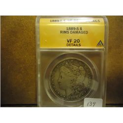 1889-S MORGAN SILVER DOLLAR ANACS VF 20 DETAILS
