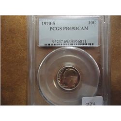 1970-S ROOSEVELT DIME PCGS PR69 DCAM