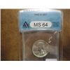 Image 1 : 1942-S WASHINGTON SILVER QUARTER ANACS MS64