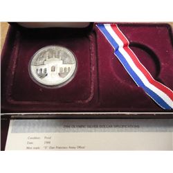 1984-S US OLYMPIC PF SILVER DOLLAR MISSING HALF