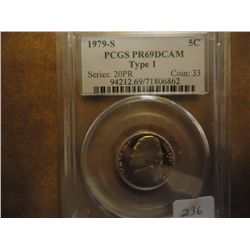1979-S TYPE I JEFFERSON NICKEL PCGS PR69 DCAM