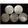 Image 2 : 5 ASSORTED 40% SILVER KENNEDY HALF DOLLARS