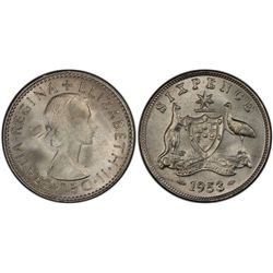 1953(m) Sixpence PCGS MS66