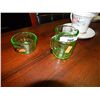 Image 1 : DEPRESSION GLASS - CREAM AND SUGAR - GREEN