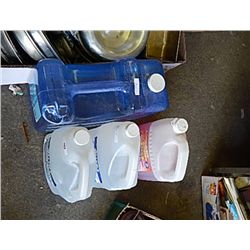 LRG JUGS OF VINEGAR (2) & JUG OF WATER-OPEN FROM ESTATE PLUS WAHER FLUID