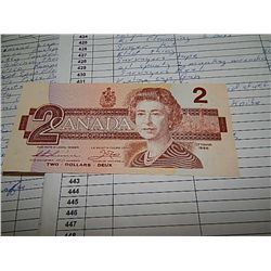 BANK NOTE - CANADIAN $2 BILL - SHIPPING IN CANADA ONLY