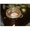 Image 1 : FIRE KING OVENWARE WITH LID AND ORIGINAL LABLE AND SILVER PLATE STAND
