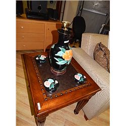 NEW ORIENTAL LAMP BASE  & 4 MATCHING CONTAINERS