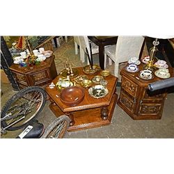 HEXAGON COFFEE TABLE AND END TABLE SET = 3PC TOTAL