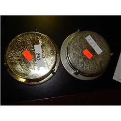 BRASS COASTER SET & SILVER STYLE SET AND STANDS - 2 SETS TOTAL